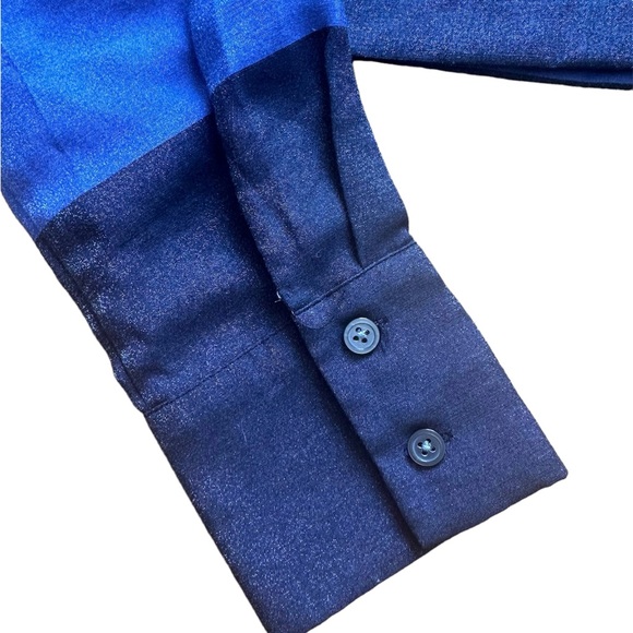 Banana Republic Crop Blue Shimmer Metallic Top Long Sleeves - Picture 5 of 6